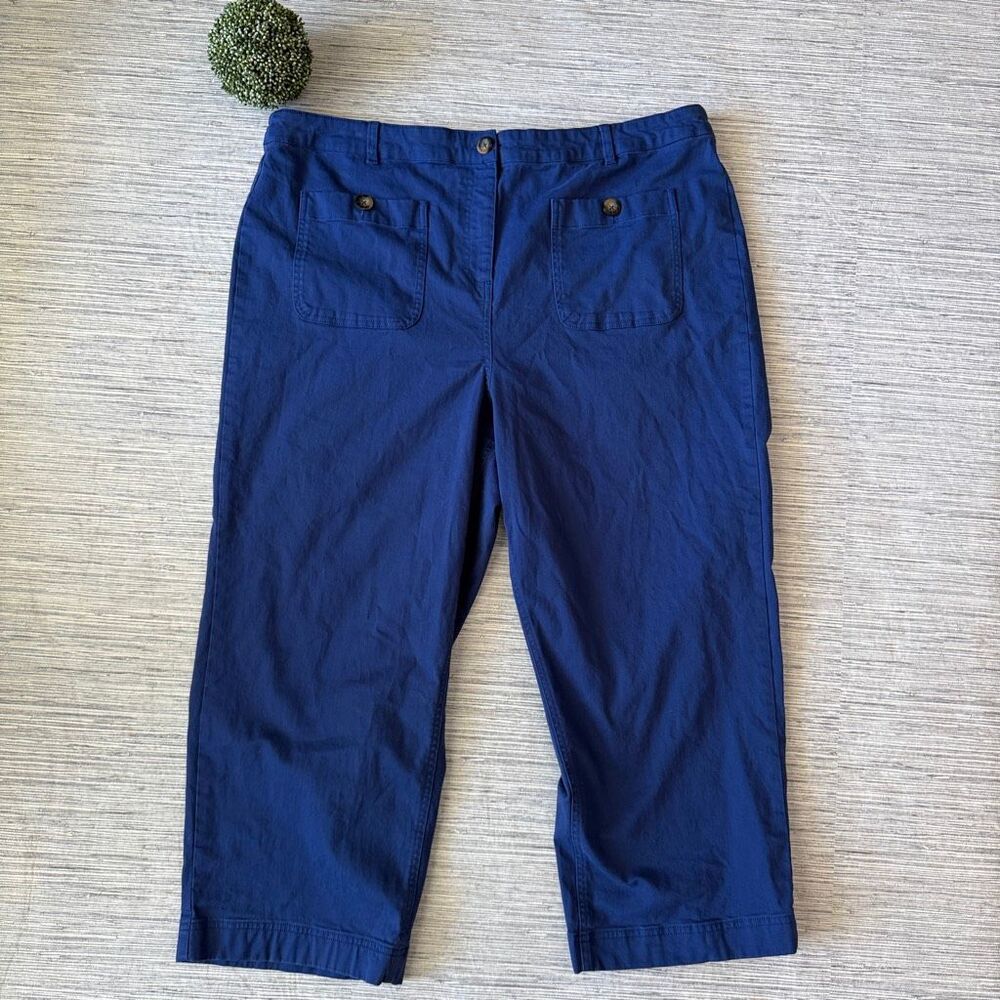 Boden Blue Cropped Cargo Pants Mid Rise Capri Utility Trousers Size 22
